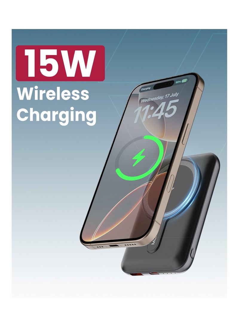 Moxedo - Moxedo Porta-Go 15W Wireless Charging Power Bank 10,000 mAh 20W PD USB-C / USB-A Port Portable Charger with Built-in Stand Compatible For iPhone 16/15/14/13/12 Series - Image 1