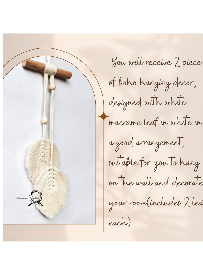 Handmade macrame wall hanging with boho leaf design - Image 2
