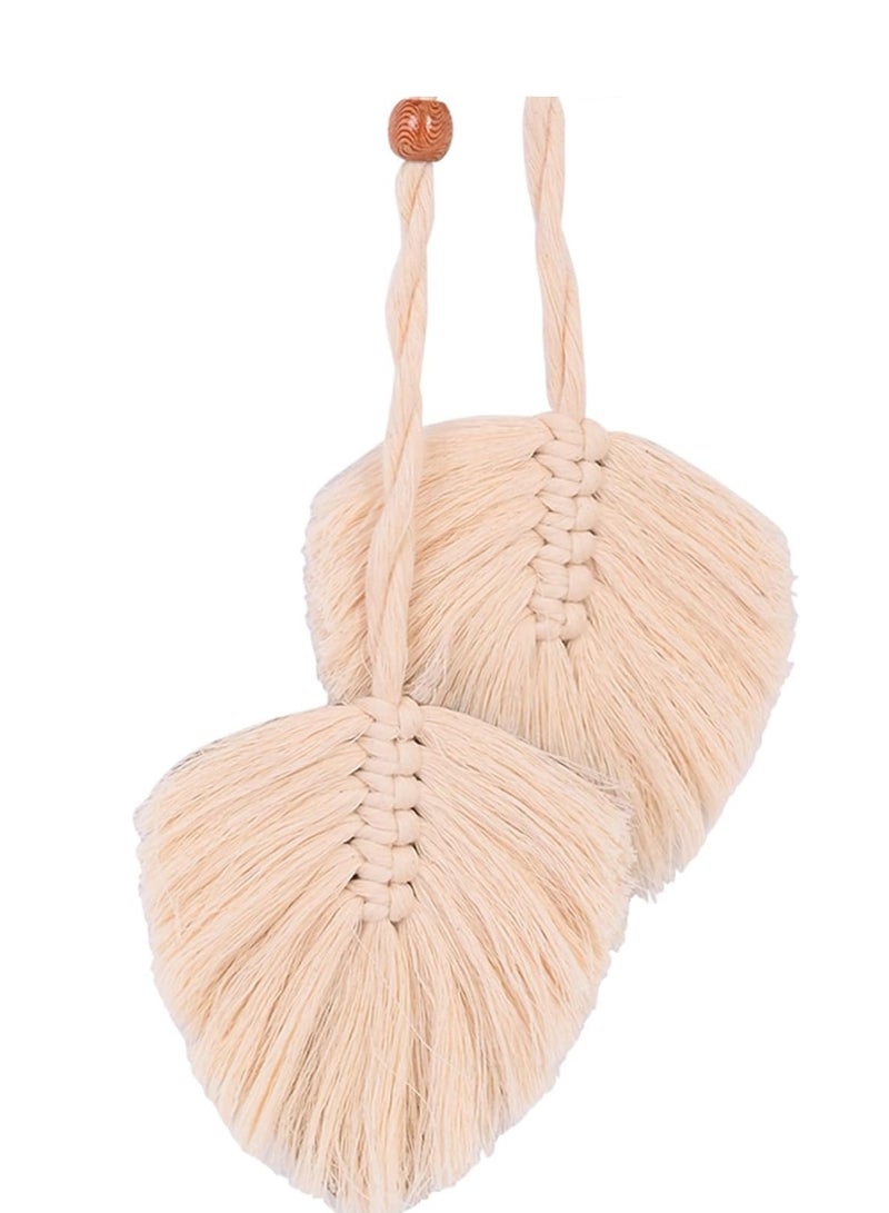Handmade macrame wall hanging with boho leaf design - Image 3