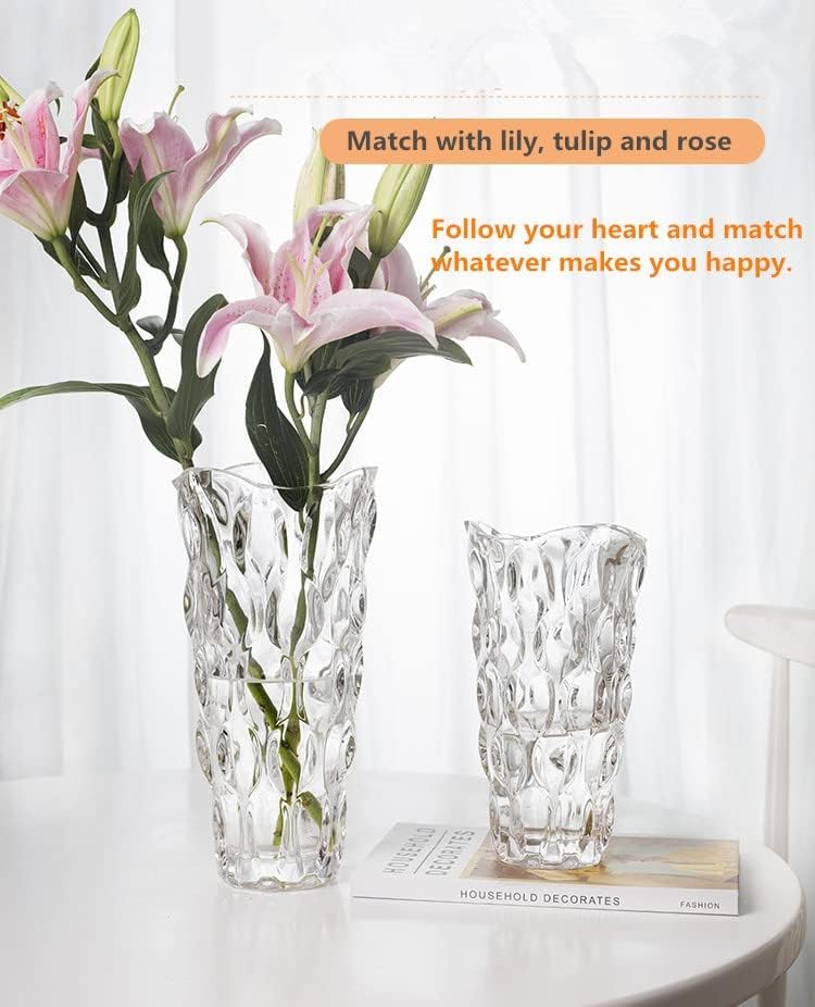 Eastern Rock Unbreakable Flower Glass Vase 3.5lb 9.5inch Transparent vase Bohemian Style, for Centerpieces,Kitchen,Office, Living Room,Wedding,Perfect Home Decor Glass Vase (Transparent) - Image 4