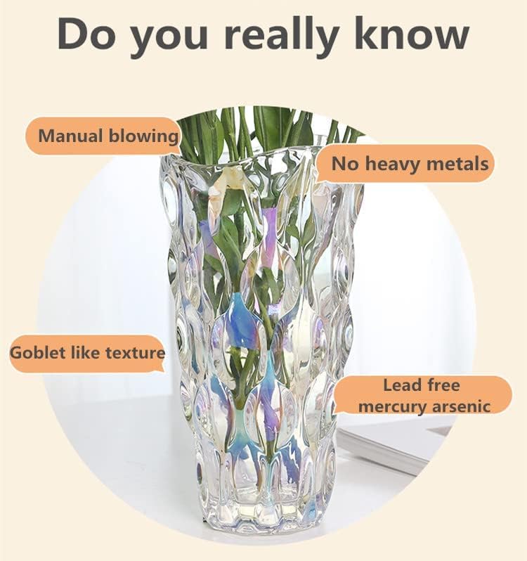Eastern Rock Unbreakable Flower Glass Vase 3.5lb 9.5inch Transparent vase Bohemian Style, for Centerpieces,Kitchen,Office, Living Room,Wedding,Perfect Home Decor Glass Vase (Transparent) - Image 5