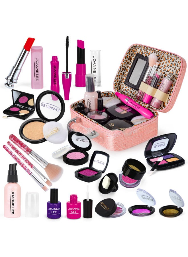 Generic - Children's Princess Makeup Toy Set Girls Simulation Dress Up Cosmetic Handbag Purse Kit Fashionable Compact Mirror Included-Color:St2111 High-end Rose Red Leather Bag 23-piece Set + Hot Stamping Gift Box - Image 1