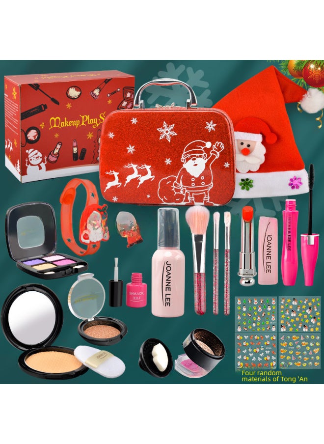 Generic - Children's Princess Makeup Toy Set Girls Simulation Dress Up Cosmetic Handbag Purse Kit Fashionable Compact Mirror Included-Color:St2111 High-end Rose Red Leather Bag 23-piece Set + Hot Stamping Gift Box - Image 1