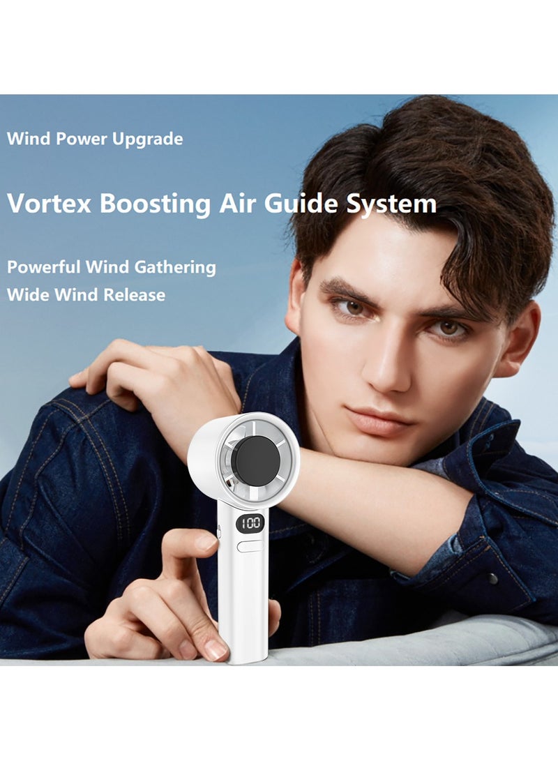 BESTIS Handheld Stepless Speed Adjustable Fan, Portable Personal Fan with LED Display, Mini Fan with 1-120 Speed, Desk Fan Rechargeable Hand Held Fan for Travel or Office(White) - Image 4