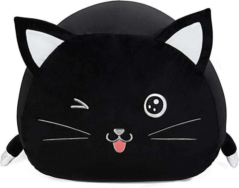 Anzitinlan Black Cute Cat Toy Organizers Stuffed Animal Storage Bean Bag Chair for Boys and Girls, Home Game & Recreation Room Kids Furniture Beanbags - Image 1