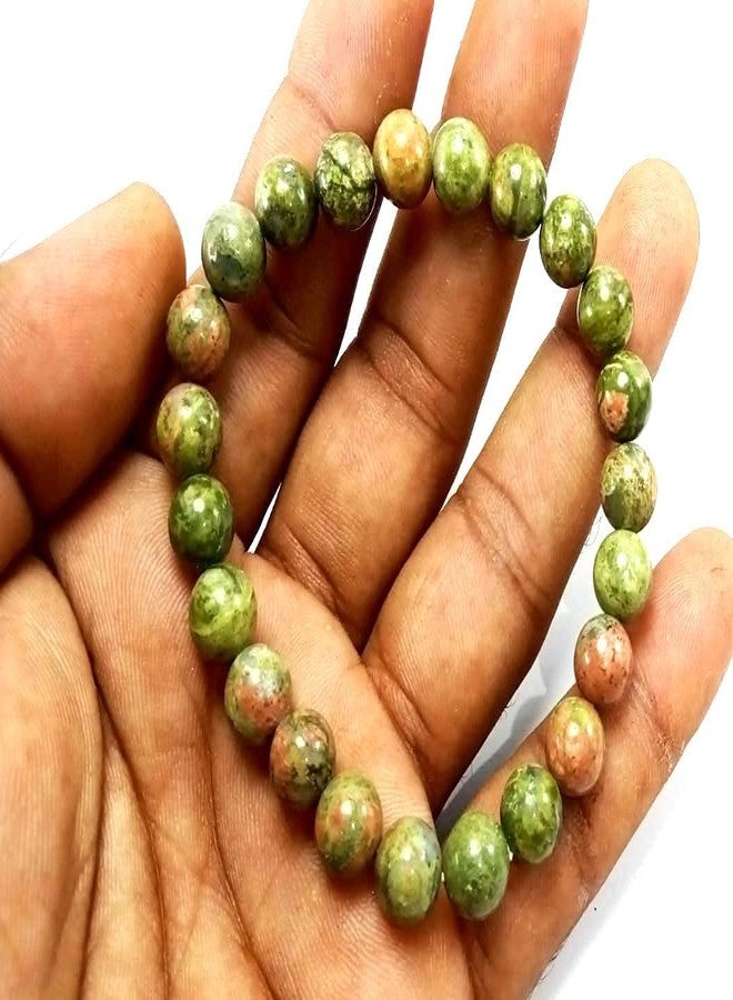 CA AGATE Natural Unakite Bracelet 8 Mm Crystal Stone Bracelet Round Shape For Reiki Healing And Crystal Healing Stones For Unisex Adult - Image 2