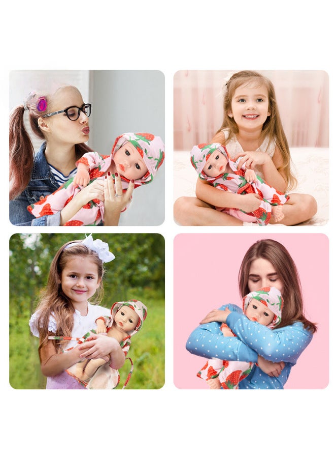 دمية محاكاة طفل من الفينيل دمية أطفال مهدئة للنوم من المطاط الناعم دمية إعادة الميلاد للفتيات - اللون: Q10-002C PineFor Apple Clothing - الارتفاع: دمية مغلقة العينين - Image 3