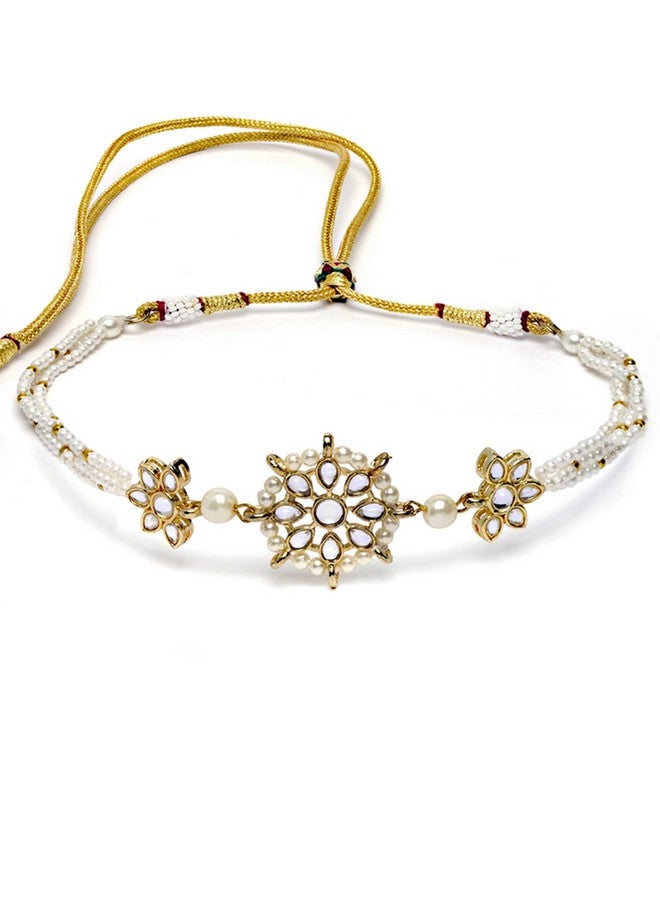 Karatcart Gold Plated Floral Pearl Beaded Choker Necklace With Earrings And Bracelet - Womens - Image 5