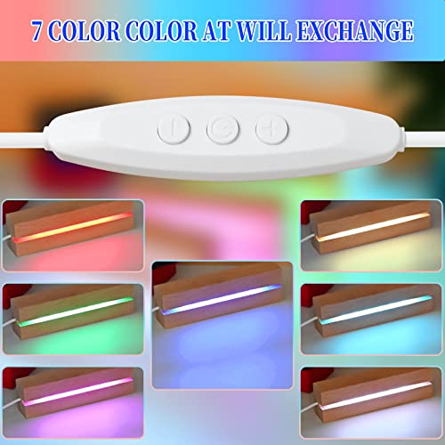 EATAKWARD 4 Pcs 5.9 Inch Wood Rectangle Light Display Pedestal, Wooden LED Display Base Dimmable Colorful Lights Lamp Stand for Acrylic, Crystal, Night Light, Glass Resin Art with USB Cable - Image 4
