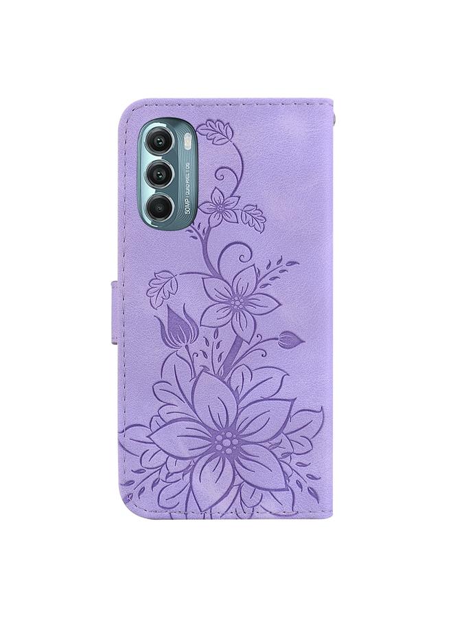 اس-توب جراب لهاتف Motorola Moto G Stylus 5G 2022 جراب هاتف جلدي منقوش بزهرة الزنبق - Image 3