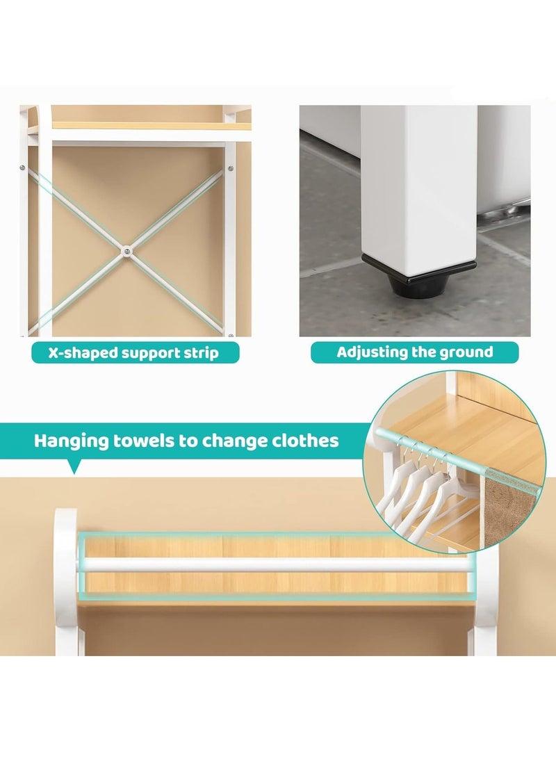 WALALLA 3 Shelves Toilet Drum Washing Machine Rack, Bathroom Corner Stand Storage Organizer Accessories, Free Standing Home Office Storage Rack for Space Saver with Towel Rack - Image 3