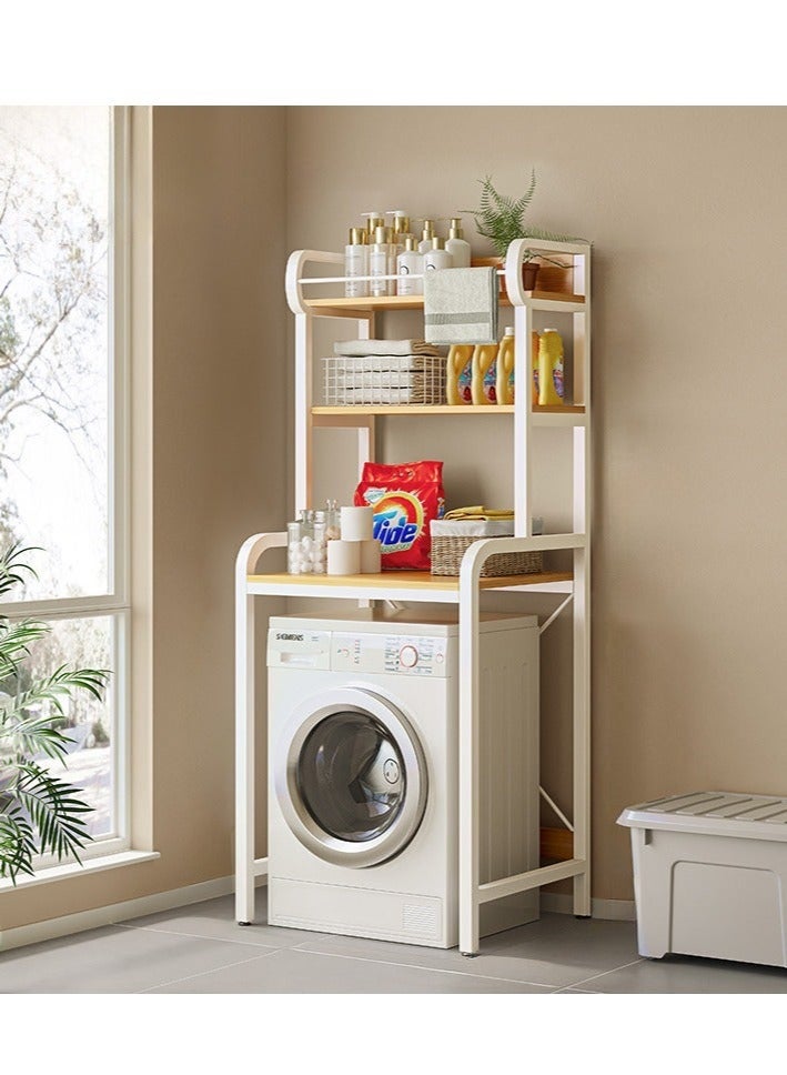 WALALLA 3 Shelves Toilet Drum Washing Machine Rack, Bathroom Corner Stand Storage Organizer Accessories, Free Standing Home Office Storage Rack for Space Saver with Towel Rack - Image 1