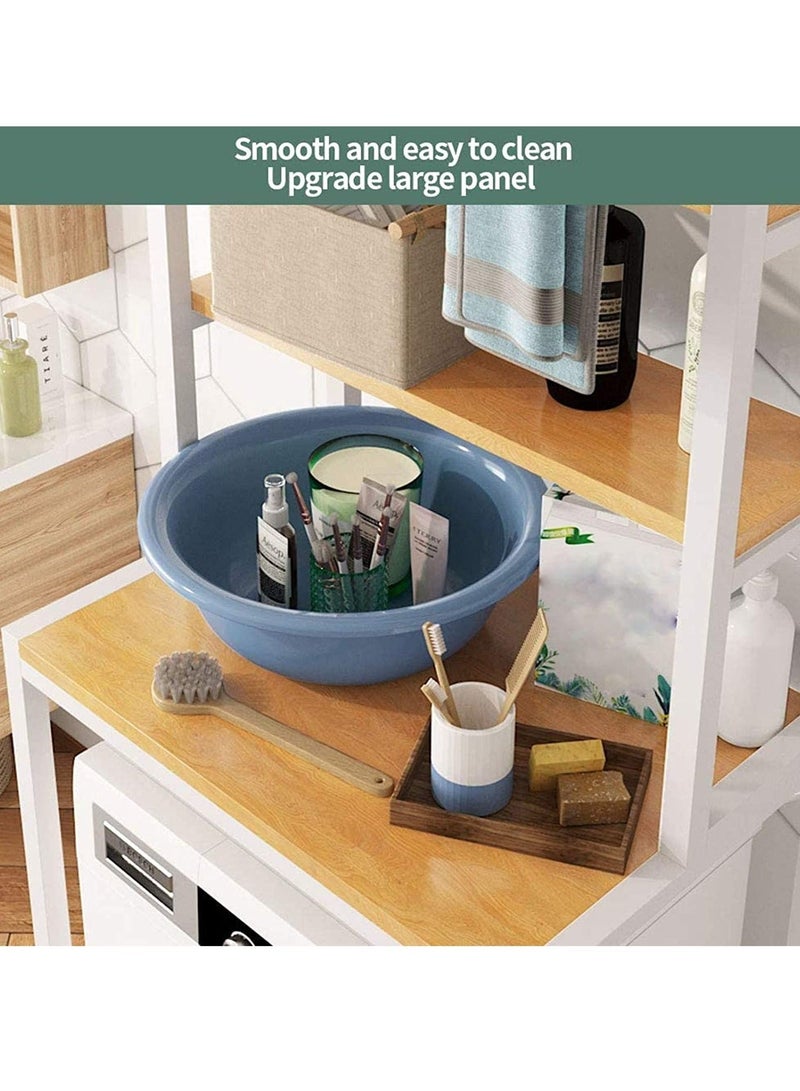 WALALLA 3 Shelves Toilet Drum Washing Machine Rack, Bathroom Corner Stand Storage Organizer Accessories, Free Standing Home Office Storage Rack for Space Saver with Towel Rack - Image 2