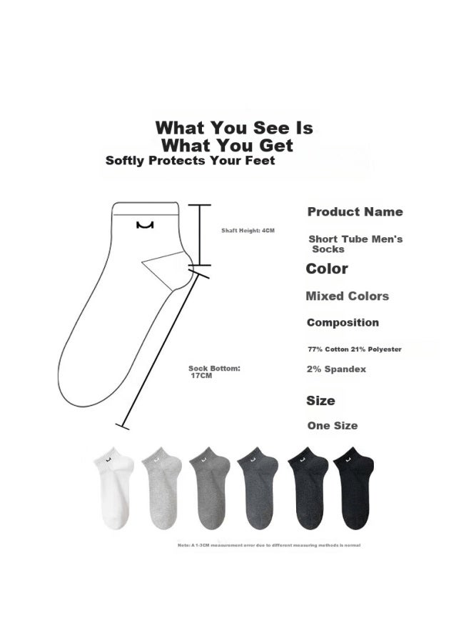 Miyou 6 Pairs Men's Socks Cotton Short Boat Socks Sweat-absorbing Antibacterial Spring Summer - Image 2