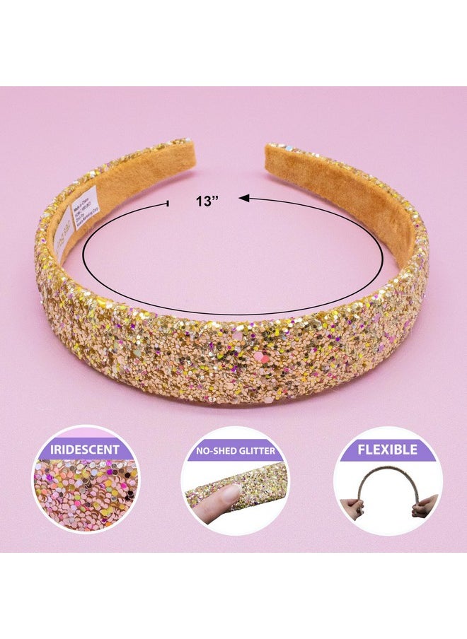 FROG SAC FROG SAC Glitter Headbands for Girls, Gold, Hair Accessories for Little Girl, Sparkly Wide Yellow Hair Band for Kids, Cute Alice Headband for Toddler Children, Thick Sparkle Bling Hairband  - Image 4