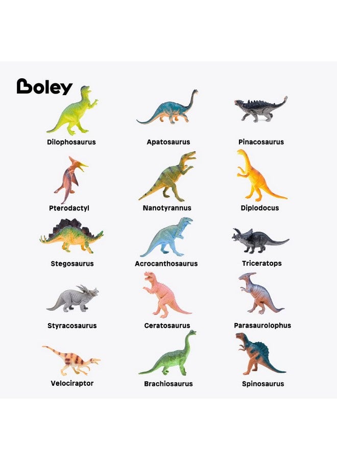 BOLEY BOLEY Monster (15-Pack) Large 7" Toy Dinosaurs Set - Enormous Variety of Authentic Type Plastic Dinosaurs - Great as Dinosaur Party Supplies, Birthday Party Favors, and More - Image 2