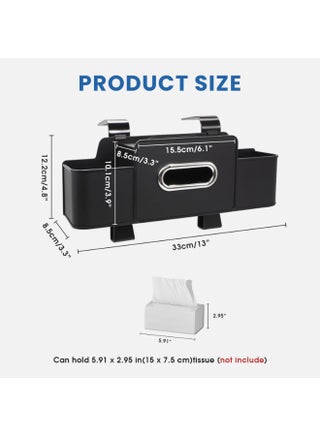 Car Seat Organizer, Back of Seat Car Organizer with 2 Drink Cup Holder and Tissue Box, Headrest Hanging Storage Box with 2 Hooks and Phone Holder Multi-Functional Storage for Travel - view 2