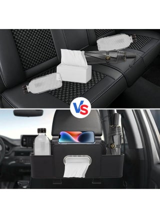 Car Seat Organizer, Back of Seat Car Organizer with 2 Drink Cup Holder and Tissue Box, Headrest Hanging Storage Box with 2 Hooks and Phone Holder Multi-Functional Storage for Travel - view 5