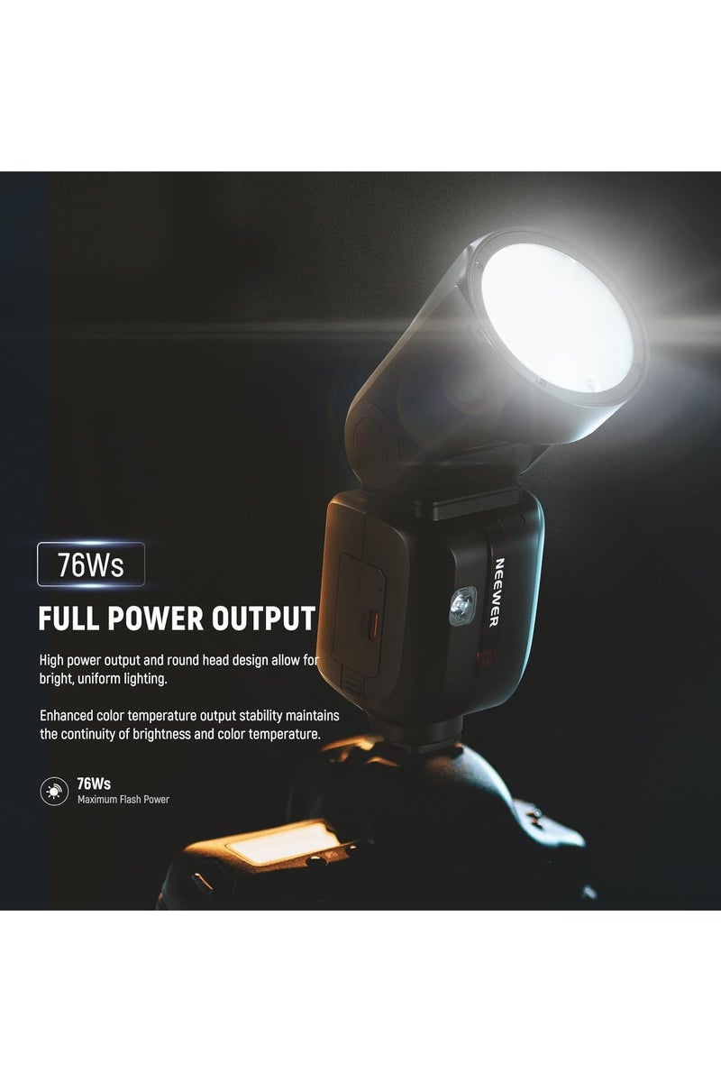 NEEWER Z2PRO-C TTL Round Head Flash Speedlite with 3000mAh Lithium Battery – Compatible with Canon DSLR & Mirrorless Cameras black - Image 2