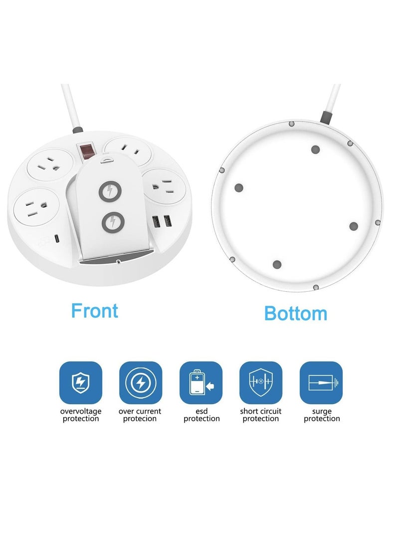 KASTWAVE 20W USB C PD Power Strip Surge Protector with Wireless Charger Tower, Travel Power Strip Delivery Charging with USB C for Phone Laptops Desk Office , 1 USB C/2 USB A Ports/4 AC Outlets Plug (UK Plug) - Image 3