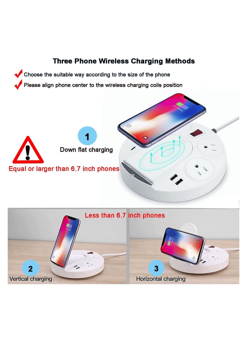 KASTWAVE 20W USB C PD Power Strip Surge Protector with Wireless Charger Tower, Travel Power Strip Delivery Charging with USB C for Phone Laptops Desk Office , 1 USB C/2 USB A Ports/4 AC Outlets Plug (UK Plug) - Image 5