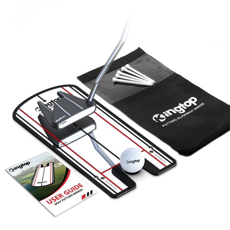 KINGTOP Classic Golf Putting Mirror - Portable Alignment Putting Training Aids for Consistency & Accuracy - Ideal for Indoor | Outdoor Practice, with Carry Bag and Golf Tees - Image 1