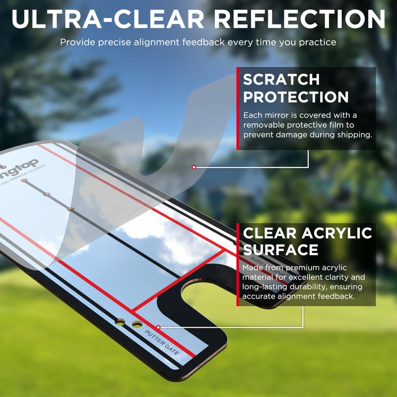 KINGTOP Classic Golf Putting Mirror - Portable Alignment Putting Training Aids for Consistency & Accuracy - Ideal for Indoor | Outdoor Practice, with Carry Bag and Golf Tees - Image 5