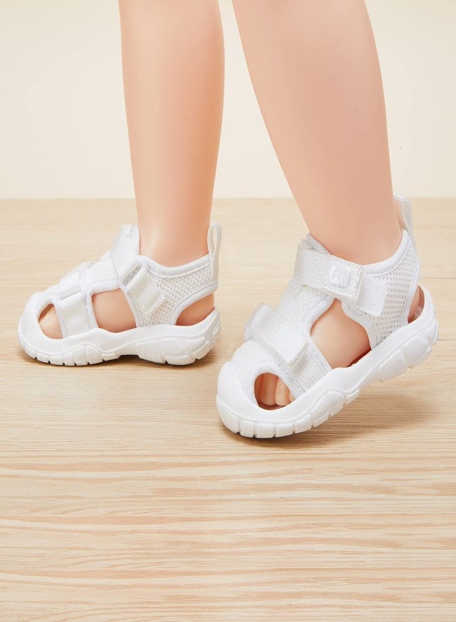 BMCiTYBM Baby Boy Girl Closed Toe Summer Sandals Lightweight Shoes Infant Non-Slip First Walking Sneakers 6 9 12 18 24 Months, B-white, 12-18 Months - Image 2