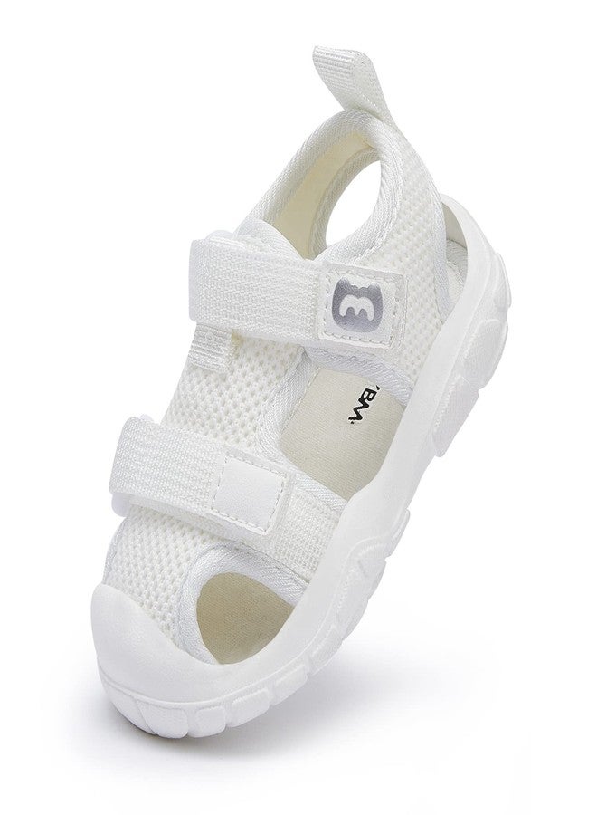 BMCiTYBM Baby Boy Girl Closed Toe Summer Sandals Lightweight Shoes Infant Non-Slip First Walking Sneakers 6 9 12 18 24 Months, B-white, 12-18 Months - Image 1