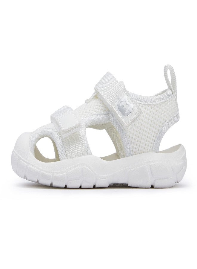 BMCiTYBM Baby Boy Girl Closed Toe Summer Sandals Lightweight Shoes Infant Non-Slip First Walking Sneakers 6 9 12 18 24 Months, B-white, 12-18 Months - Image 5