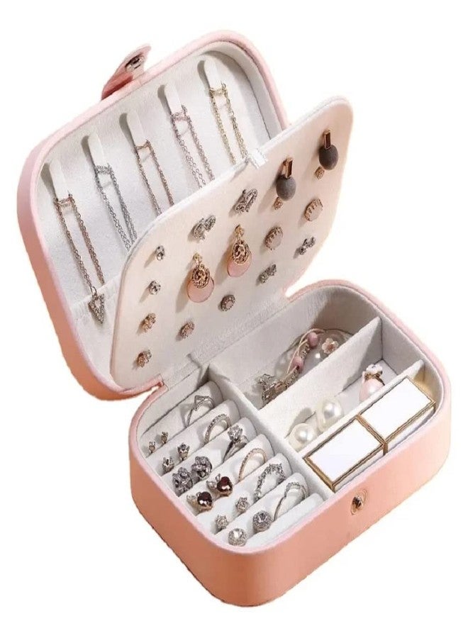 Nirvik Jewellery Organisers Box Storage, PU Leather Jewelry Organizer for Women | Storage box for Rings, Pendants, Earrings, Necklaces- Portable Jewellery Travel Pouch (Pink) - Image 1