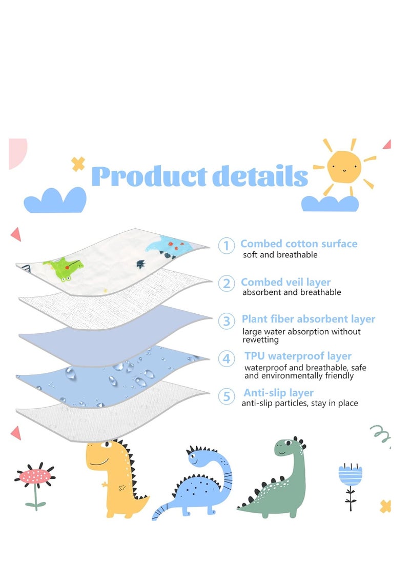 SYOSI Potty Training Bed Pad Bed Protector for Kids Bed Wetting Mattress Protector Waterproof Protection Toddler Bed Wetting Mats Fits Single Size Bed Dinosaur for Boys and Girls 70X90CM  - Image 5