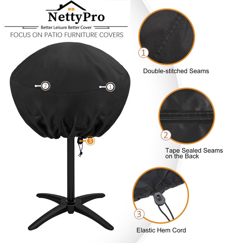 NettyPro Grill Cover for George Foreman, Waterproof Heavy Duty Outdoor Indoor Electric Portable Stand Small Grill Cover for Char-Broil, Cuisinart, Homewell, Weber and More, Black - Image 4