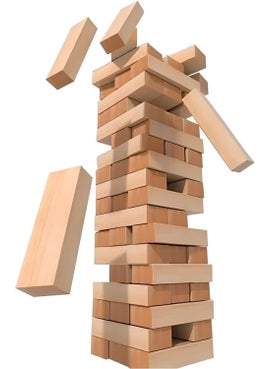 Apexma Wooden Jenga Balance Tower Game 54 Pieces - Fun Balance and Attention Game Set  - Image 1