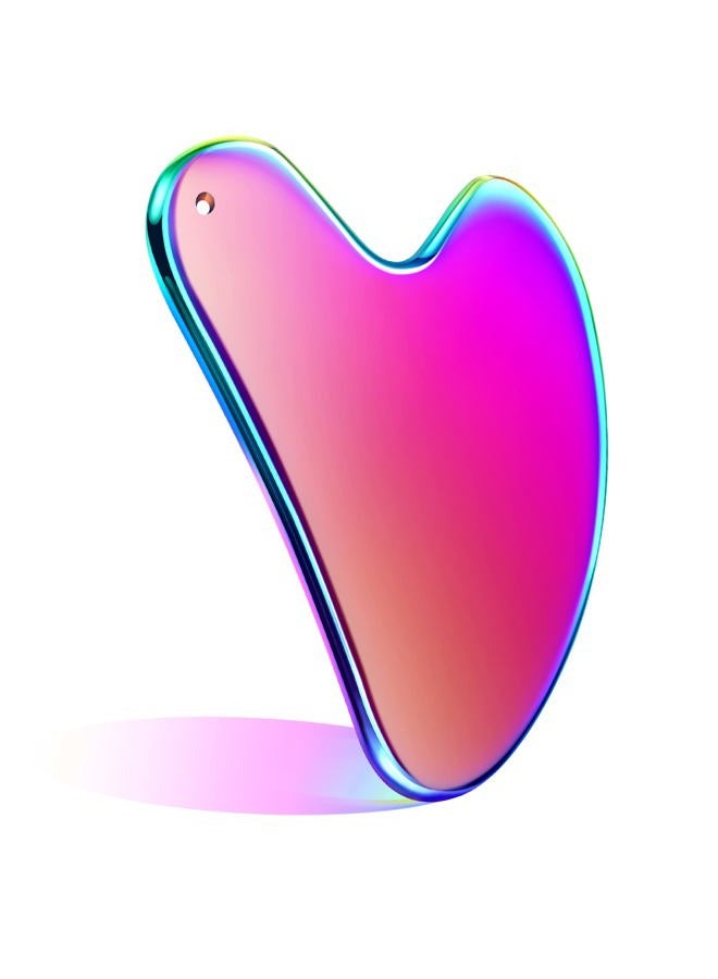 Nuanchu Stainless Steel Gua Sha Facial Tools Guasha for Face Metal Gua Sha Tighten Skin Massage Guasha Beauty Tool for Body Eyes Neck Massager with Travel Pouch Skin Care Gifts (Rainbow Color)  - Image 1