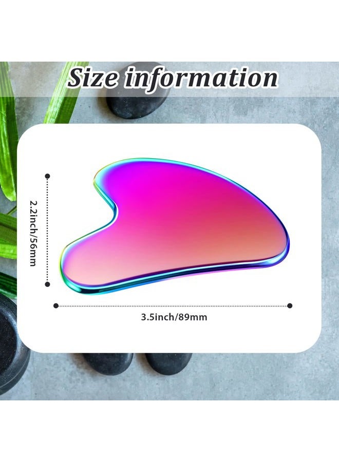 Nuanchu Stainless Steel Gua Sha Facial Tools Guasha for Face Metal Gua Sha Tighten Skin Massage Guasha Beauty Tool for Body Eyes Neck Massager with Travel Pouch Skin Care Gifts (Rainbow Color)  - Image 2