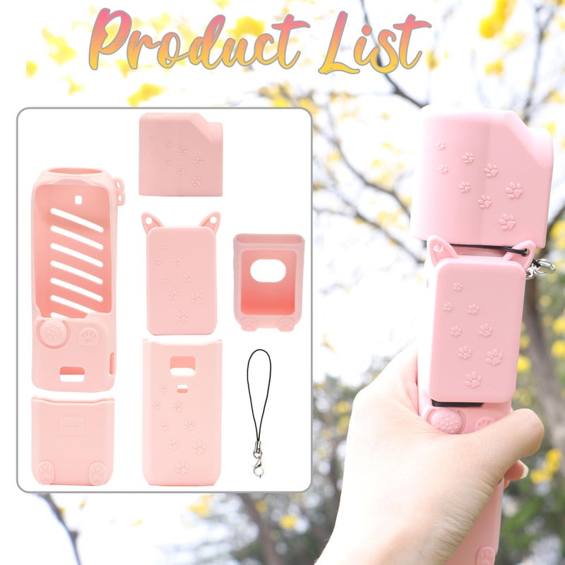 PCTC Pocket 3 Silicone Protective Case Cover, Scratch-Resistant Sleeve Shockproof Full Body Skin with Lens Protector,Cat Paw Print Design in Blush Pink for Cute OSMO Pocket 3 Style Accessories (Pink) - Image 2