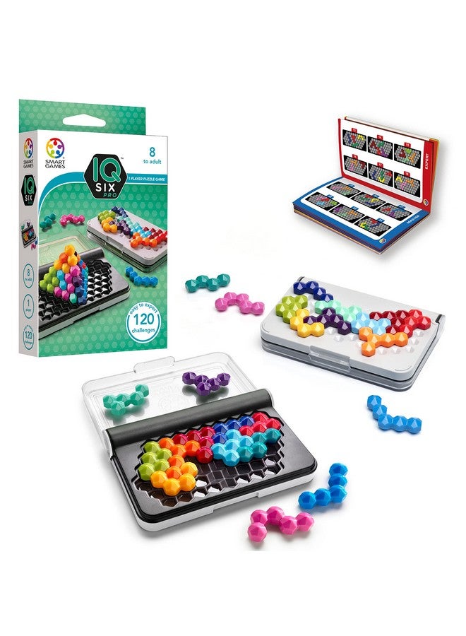 SmartGames Iq Six Pro Travel Game For Kids And Adults, A Skill-Building Brain Game - Brain Teaser For Ages 8 & Up, 120 Challenges In Travel-Friendly Case  - Image 1