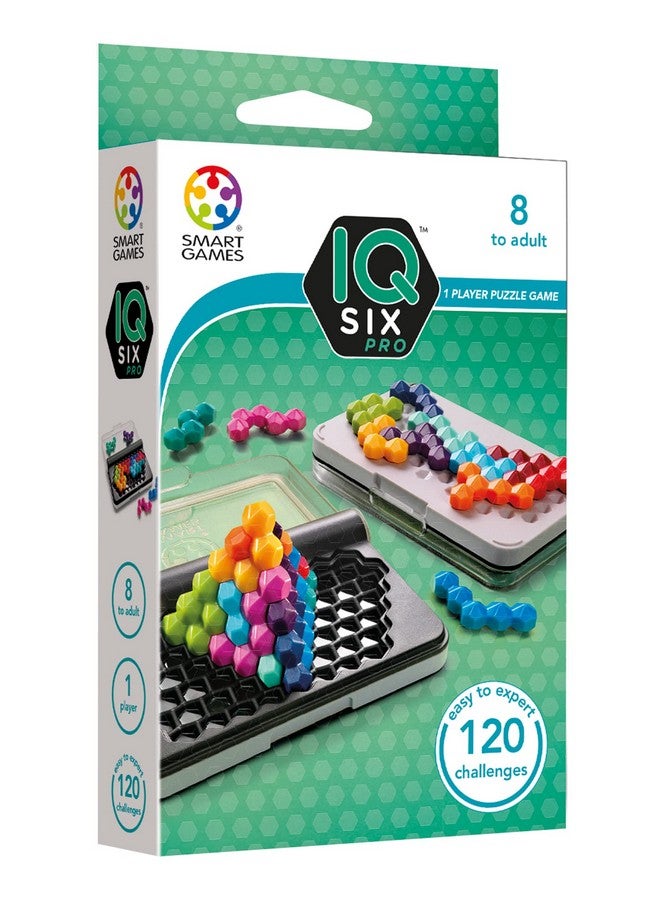 SmartGames Iq Six Pro Travel Game For Kids And Adults, A Skill-Building Brain Game - Brain Teaser For Ages 8 & Up, 120 Challenges In Travel-Friendly Case  - Image 2
