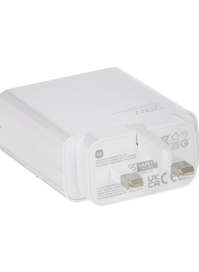 بيوينتي 120W Fast Charging Power Adapter for Xiaomi Mi 12/13T, Mi 9T Pro, Poco, Black Shark 5, Mi 13/12T/11T/10T Pro, Note 11 Pro 5G  More (White) - Image 2