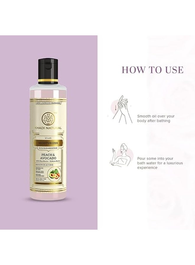 KHADI NATURAL Peach and Avocado Herbal Moisturizer With Shea/Kokum Butter | Moisturizer for Dry Skin | Body Lotion for Soft Skin | SLS and Paraben Free, 210 ml | Suitable for All Skin Types - Image 2