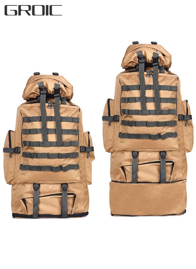 GROIC Hiking Backpack 100L Mountain Climbing Camping Bags Waterproof Rain Cover Extralarge Capacity 30 Inches Brown  - Image 1