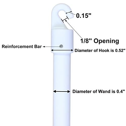 FTTIKI 17 Inches Long White PVC Blind Tilt Wand with Hook and Handle(Hook Size is 0.15") - Image 3