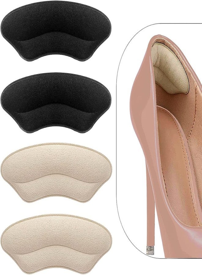SEFLICA 2 Pairs Extra Soft Heel Pads Heel Grips Liner Cushions Inserts For Loose Shoes Self-Adhesive Heel Cushion For Unisex Shoes Prevent Blisters,Pain Heels Liners ( Heel Liner,2 Pair ),Black,Beige - Image 4