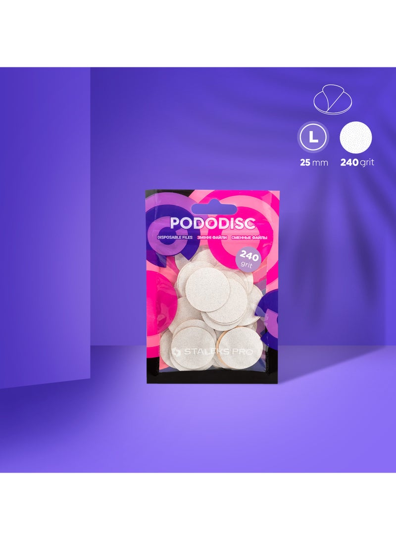STALEKS PRO Disposable White Files for Pedicure Disc | PODODISC L EXPERT 240 grit (50 pcs) - Image 1