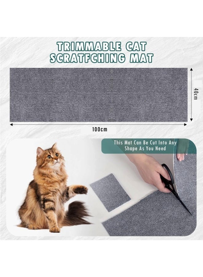 Cat Scratching Mat, Cat Scratch Mat with Self-Adhesive, Cat Scratch Protectors for Sofa Carpet, Anti Scratch Furniture Protector, Reusable Protecting Couch form Pets (Grey, 100x40cm) - Image 5