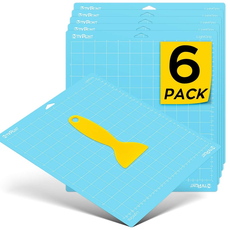 HTVRONT Light Grip Cutting Mat for Cricut 6 Pack Cutting Mat 12x12 for Cricut Maker 3MakerExplore 3Air 2AirOne Light Adhesive Sticky Quilting Cutting Mats Replacement Accessories