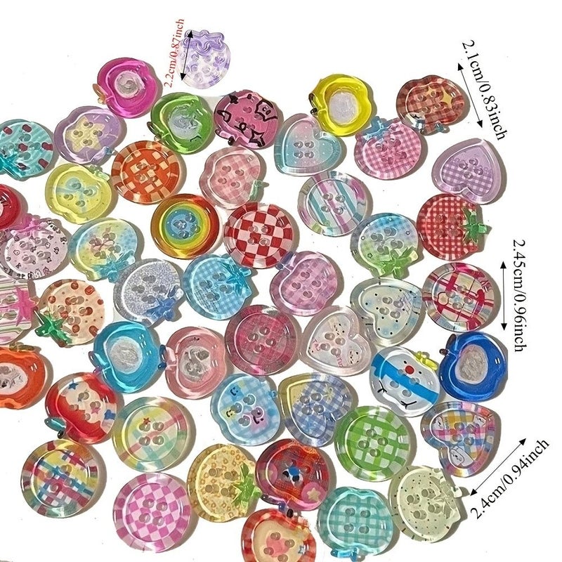 Clear Heart Shaped Printed Button 6pcs DIY Apparel Sewing Accessories - Image 3