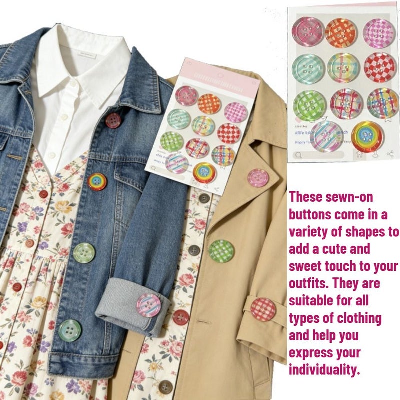 Clear Heart Shaped Printed Button 6pcs DIY Apparel Sewing Accessories - Image 5