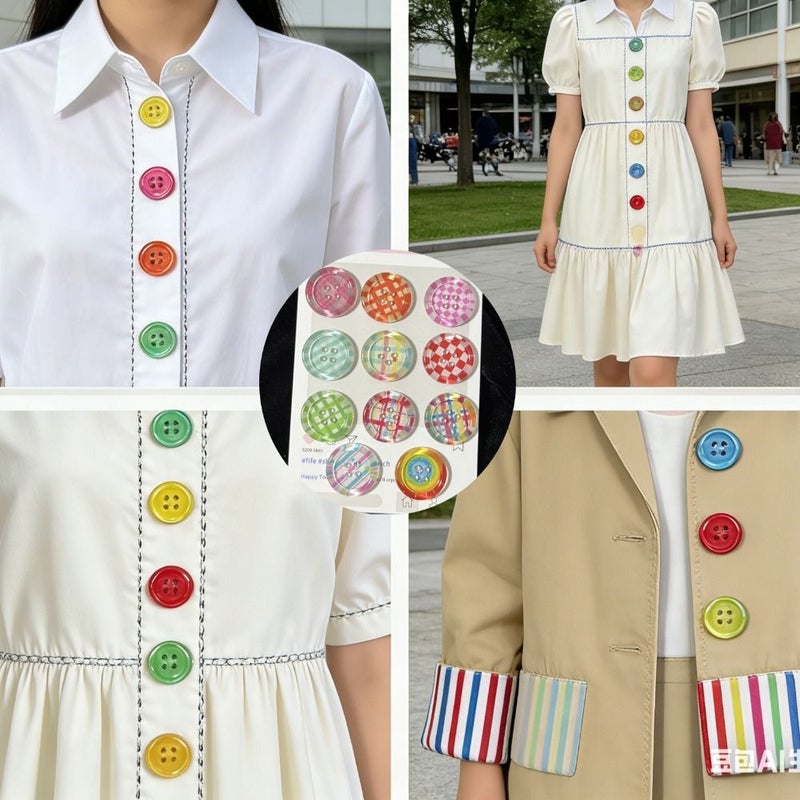 Clear Heart Shaped Printed Button 6pcs DIY Apparel Sewing Accessories - Image 4